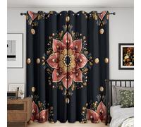 Générique Rideau Occultant Mandala, Lot de 2 Rideaux Occultant Thermique Isolant à Oeillets, Motif Bohèmes Fleurs Indien Hippie, Decoration Chambre Salon Fenetre, 140 L x 240 H (G-340)