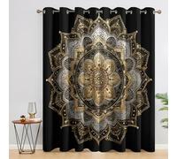Générique Rideau Occultant Mandala, Lot de 2 Rideaux Occultant Thermique Isolant à Oeillets, Motif Indien Bohème, Decoration Chambre Salon Fenetre, 75 L x 166 H Rc4388