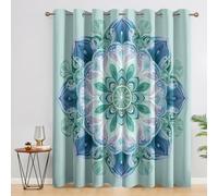 Générique Rideau Occultant Mandala, Lot de 2 Rideaux Occultant Thermique Isolant à Oeillets, Motif Indien Bohème, Decoration Chambre Salon Fenetre, 140 L x 260 H Rc4378