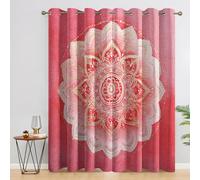 Générique Rideau Occultant Mandala, Lot de 2 Rideaux Occultant Thermique Isolant à Oeillets, Motif Indien Bohème, Decoration Chambre Salon Fenetre, 110 L x 215 H Rc4399