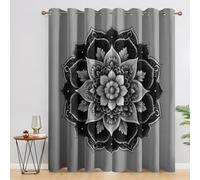 Générique Rideau Occultant Mandala, Lot de 2 Rideaux Occultant Thermique Isolant à Oeillets, Motif Indien Bohème, Decoration Chambre Salon Fenetre, 117 L x 137 H Rc4380