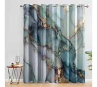 Générique Rideau Occultant Marbre Bleu Doré, 110 x 215 (LxH) 2 Pieces, Opaque 95%, Motif Moderne Abstrait, Rideaux Fenetre Thermiques à Oeillets, Decoration Maison Salon Chambre UMC231