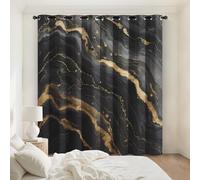 Générique Rideau Occultant Marbre Or Noir, Rideaux Motif Abstrait Moderne pour Decoration Salon Chambre Fenetre, Draperies Intérieurs à Oeillets Lot de 2, L 140 x H 280 cm K198