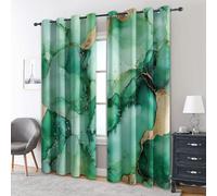 Générique Rideau Occultant Marbre Vert, Lot de 2 Rideaux Occultant Thermique Isolant à Oeillets, Motif Abstrait Moderne, Decoration Chambre Salon Fenetre, 140 L x 180 H (J23-z)