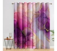 Générique Rideau Occultant Marbre Violet Rose, Lot de 2 Rideaux Occultant Thermique Isolant à Oeillets, Motif Abstrait, Decoration Chambre Salon Fenetre, 140 L x 240 H Fz62-C
