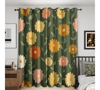 Générique Rideau Occultant Marguerite, Lot de 2 Rideaux Occultant Thermique Isolant à Oeillets, Motif Années 70 Rétro Fleurs, Decoration Chambre Salon Fenetre, 140 L x 200 H Rc3133