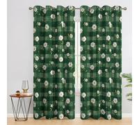 Générique Rideau Occultant Marguerites, Lot de 2 Rideaux Occultant Thermique Isolant à Oeillets, Motif à Carreaux Vert Farmhouse, Decoration Chambre Salon Fenetre, 140 L x 220 H Rc3962