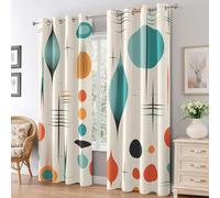 Générique Rideau Occultant Milieu du Siècle, Rideaux Motif Abstrait Années 70 Atomique pour Decoration Salon Chambre Fenetre, Draperies Intérieurs à Oeillets Lot de 2, L 140 x H 220 cm K11