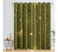 Générique Rideau Occultant Milieu du Siècle, Rideaux Thermiques Motif Abstrait Vintage pour Decoration Salon Chambre, Lot de 2 Draperies Intérieurs à Oeillets, 140x160 (LxH) D&1962