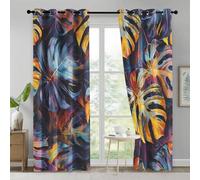Générique Rideau Occultant Monstera, Rideaux Motif Feuilles de Plante Tropicale de Jungle pour Decoration Salon Chambre Fenetre, Draperies Intérieurs à Oeillets Lot de 2, L 75 x H 166 cm K5
