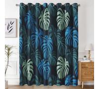Générique Rideau Occultant Monstera, Rideaux Motif Feuilles de Plantes Tropicale pour Decoration Salon Chambre Fenetre, Draperies Intérieurs à Oeillets Lot de 2, L 140 x H 200 cm s73