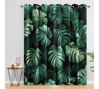 Générique Rideau Occultant Monstera, Rideaux Thermiques Motif Feuille Jungle Tropicale pour Decoration Salon Chambre, Lot de 2 Draperies Intérieurs à Oeillets, 140x160 (LxH) D&806