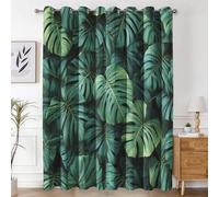 Générique Rideau Occultant Monstera Tropical, Rideaux Motif Feuilles Vertes de la Jungle pour Decoration Salon Chambre Fenetre, Draperies Intérieurs à Oeillets Lot de 2, L 140 x H 240 cm K1