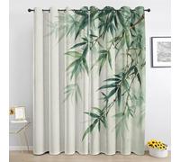 Générique Rideau Occultant Motif Bambou - Lot de 2 Rideaux Chinois Feuilles Vertes - Rideau a Oeillets Thermique Isolant - pour Salon Chambre - 200 x 240 cm Xh522