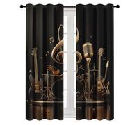 Générique Rideau Occultant Musique Rock Lot de 2 Rideau Instrument Musique Moderne Thermique Isolant Opaque à Oeillets Draperies pour Maison Chambre Salon Fenetre 140L X 225H cm