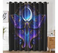 Générique Rideau Occultant Nuque de Nuit Violette, Rideaux Motif Papillon Mystique Gothique pour Decoration Salon Chambre Fenetre, Draperies Intérieurs à Oeillets Lot de 2, L 140 x H 260 cm K10