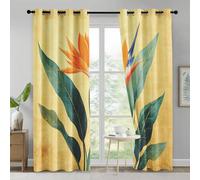 Générique Rideau Occultant Oiseau de Paradis Salon, Rideaux Thermiques à Oeillets, Fleur Tropical Decoration Chambre Fenetre, Lot de 2 Draperies Intérieurs 140x240 cm (L x H) L-C&28