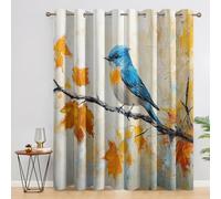 Générique Rideau Occultant Oiseau Peint à l'huile, Rideaux et Draperies Intérieurs Feuilles d'automne Lot de 2, Rideau Salon Chambre Fenetre à Oeillets, L 117 x H 183 cm D&P16