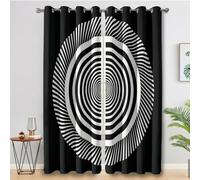 Générique Rideau Occultant OP Art, Rideaux Motif Illusion d'optique, Lot de 2 Rideau et Draperies Intérieurs à Oeillets, Rideaux pour Cuisine Chambre Salon, 117x137 cm (LxH) B-D27