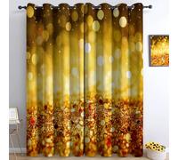 Générique Rideau Occultant Or Pièces d'or L140 x H180 cm Rideaux Isolants Thermiques Opaques pour Salon et Chambre, Rideau Coulissants à œillets, 2 Pièce