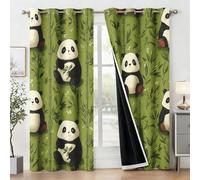 Générique Rideau Occultant Panda Salon, Rideaux Thermiques à Oeillets, Animaux Mignon Forêt de Bambous Decoration Chambre Fenetre, Lot de 2 Draperies Intérieurs 140x180 cm (L x H) Q-D30