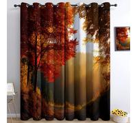 Générique Rideau Occultant Paysage d'automne Forêt Feuilles D'Érable L 140 X H 245 cm, Occultants Polyester Rideaux Salon Moderne Couleur Orange Rideaux De Cuisine À Oeillets