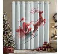 Générique Rideau Occultant Père Noël, Rideaux Motif Renne en Traîneau, Lot de 2 Rideau et Draperies Intérieurs à Oeillets, Rideaux pour Cuisine Chambre Salon, 117x183 cm (LxH) B-D40