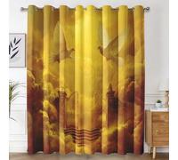 Générique Rideau Occultant Porte du Paradis Salon, Rideaux Thermiques à Oeillets, Colombe de la Paix Chrétienne Decoration Chambre Fenetre, Lot de 2 Draperies Intérieurs 110x215 cm (L x H) L-C&31