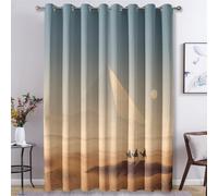Générique Rideau Occultant Pyramide Égyptienne, Rideaux Motif Lama du Désert pour Decoration Salon Chambre Fenetre, Draperies Intérieurs à Oeillets Lot de 2, L 140 x H 200 cm s8