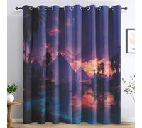 Générique Rideau Occultant Pyramide, Rideaux Jungle Paysage, Rideau Thermique Anti Froid pour Salon Chambre Decoration, Lot de 2 Draperies Intérieur 140x220 cm QWes&32