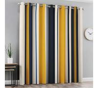 Générique Rideau Occultant Rayure, Rideaux Rayures Verticales pour Salon et Chambre, Rideau Occultant Thermiques avec Oeillets, 2 Pièces 75X166 cm (LXH) X&-132