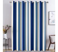 Générique Rideau Occultant Rayures Bleu Marine et Blanche, Rideaux Motif Rayures Nautique pour Decoration Salon Chambre Fenetre, Draperies Intérieurs à Oeillets Lot de 2, L 140 x H 200 cm s8
