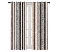 Générique Rideau Occultant Rayures Bohème, Rideau Thermique Motif Ethnique Tribal, Rideaux Chambre Salon Fenetre, Lot de 2 Rideaux et Draperies à Oeillets 140L X 200H cm
