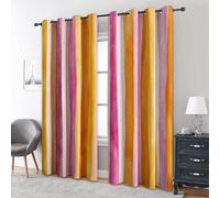 Générique Rideau Occultant Rayures Coloré, Lot de 2 Rideaux Occultant Thermique Isolant à Oeillets, Motif Rayé Moderne Aquarelle, Decoration Chambre Salon Fenetre, 140 L x 240 H (107D-H)