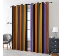 Générique Rideau Occultant Rayures Coloré, Lot de 2 Rideaux Occultant Thermique Isolant à Oeillets, Motif Rayé Rétro Moderne, Decoration Chambre Salon Fenetre, 140 L x 160 H (22D-H)