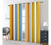 Générique Rideau Occultant Rayures Coloré, Lot de 2 Rideaux Occultant Thermique Isolant à Oeillets, Motif Rayé Verticales Moderne, Decoration Chambre Salon Fenetre, 140 L x 160 H (13D-H)