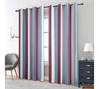 Générique Rideau Occultant Rayures Coloré, Lot de 2 Rideaux Occultant Thermique Isolant à Oeillets, Motif Rayé Moderne, Decoration Chambre Salon Fenetre, 140 L x 260 H (126D-H)