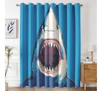 Générique Rideau Occultant Requin Dessin Animé, Rideaux et Draperies Intérieurs Animaux Drôle Lot de 2, Rideau Salon Chambre Fenetre à Oeillets, L 140 x H 200 cm D&P19