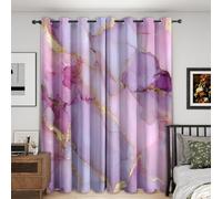 Générique Rideau Occultant Rose Pourpre Marbré 2 Pièces, L 140 x H 240 - Rideaux Fenetre Imprimé Or pailleté Abstrait Decoration Chambre, Salon, Draperies Intérieurs à Oeillets DP225