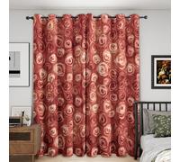 Générique Rideau Occultant Rose Rouge 2 Pièces, L 117 x H 137 - Rideaux Fenetre Imprimé Campagne Fleur Floral Decoration Chambre, Salon, Draperies Intérieurs à Oeillets SP111