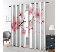 Générique Rideau Occultant Rose Sakura 2 Pièces, L 140 x H 200 - Rideaux Fenetre Imprimé Japonaises Mignonnes Fleur Decoration Chambre, Salon, Draperies Intérieurs à Oeillets AP&156