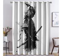 Générique Rideau Occultant Samouraï Japonais, Rideaux Motif Peinture à l'encre Asiatique pour Decoration Salon Chambre Fenetre, Draperies Intérieurs à Oeillets Lot de 2, L 140 x H 240 cm s17
