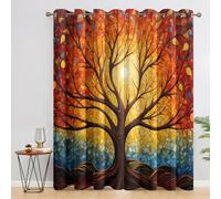 Générique Rideau Occultant Soleil Arbre de Vie 2 Pièces, L 117 x H 183 - Rideaux Fenetre Imprimé Artistique Abstrait Arbres Decoration Chambre, Salon, Draperies Intérieurs à Oeillets WL#14