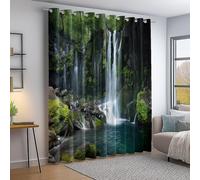 Générique Rideau Occultant Sombre à Œillets 67.5 L x 160 H cm - Rideaux Opaques Doux et Esthétiques Aquarelle Nature Extérieur, Thermiques Anti-Chaleur pour Salon Moderne et Chambre