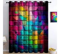 Générique Rideau Occultant Street Art, Graffiti Mur Briques Blocs Couleur Rideaux Thermique Isolant Anti-Froid et Anti-Bruit, Rideau Décoratif à Oeillets pour Salon, Chambre 234 x 229 cm
