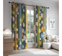 Générique Rideau Occultant Style Japonais Plante Floral - Lot de 2 Rideaux Opaque Rideaux à des Œillets Décoratifs Motif 200 x 240 CM pour la Chambre Le Salon et la Chambre d’Enfant Bleu