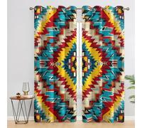 Générique Rideau Occultant Sud-Ouest Américain, Rideaux Motif Tribal Occidental pour Decoration Salon Chambre Fenetre, Draperies Intérieurs à Oeillets Lot de 2, L 140 x H 160 cm s99