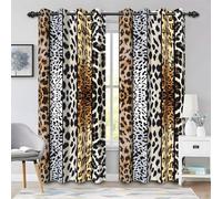 Générique Rideau Occultant Texture d'animaux Sauvages, Lot de 2 Rideaux Occultant Thermique Isolant à Oeillets, Puzzle léopard, Decoration Chambre Salon Fenetre, 117 L x 137 PZ247