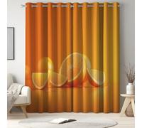 Générique Rideau Occultant Thermique Ultra Doux en Microfibre - Réduction du Bruit, Isolant, à Oeillets, 2 Panneaux, L 140 x H 220 cm, Orange, Fruits Orange Tranches, pour Chambre & Salon