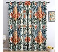 Générique Rideau Occultant Thermique William Morris Fleurs Feuilles 140 x 260 cm Rideau Occultant Opaque imprimés en 3D, Rideau à Oeillets Lot de 2 Rideau Occultants Isolant Rideau Chambre Enfant